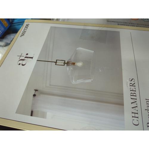 allen roth Chambers 1 -Light Brushed Gold Modern/contemporary Clear glass Dome Large Hanging Pendant light