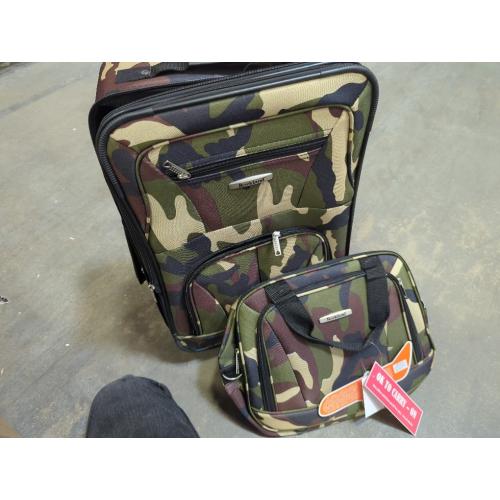 Rockland Fashion Softside Upright Luggage Set,Expandable, Wheel, Telescopic Handle, Camouflage, 2-Piece (14/19)