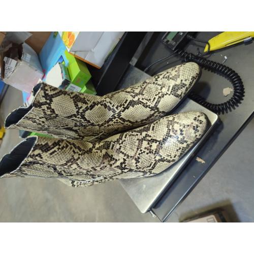 OSSTONE Men Size 12 Chelsea Ankle Boots Leather Snake Print Chukka Boots Heel Retro Dress Boots JY039-US