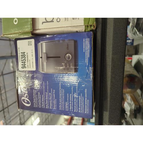 Oster 2-Slice Toaster Stainless Steel With Extra-Wide Slots: Reheat & Bagel Functions, 800W, Spot Clean