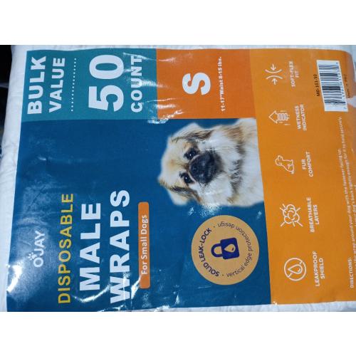 Maximum Absorbency Male Dog Diapers - Leak-Proof Disposable Male Dog Wraps- FlashDry Gel Technology, Wetness Indicator Doggie Diapers- Belly Wraps for Incontinence & Training (50 Pack, Small)