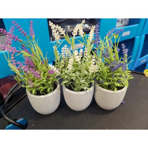 Velener Artificial Lavender Flowers(Pink/White/Purple), Small Fake Lavender Plants Pot Set of 3 - Faux Lavender Flowers for Farmhouse/Home