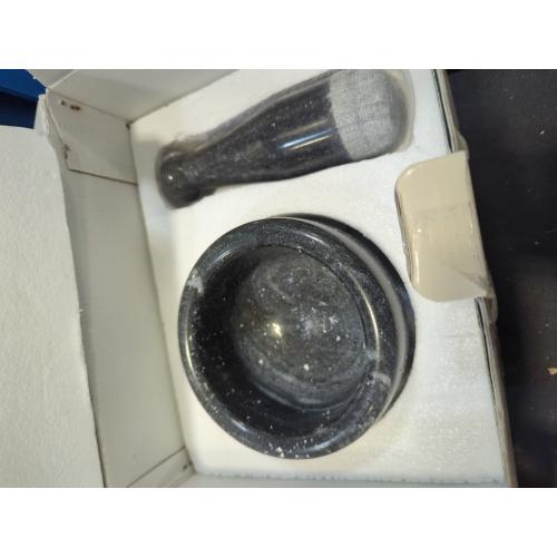 5 Diameter Natural Stone Mortar and Pestle Set as Spice Grinder, Medicine Masher - Okhli & Musal (Black)