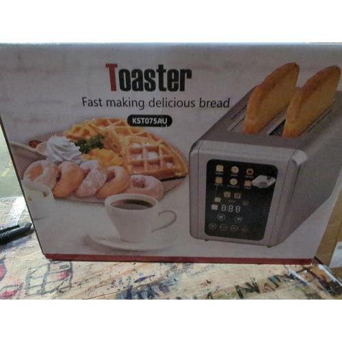 2-Slice Touchscreen Smart Toaster, Stainless Steel Toaster with Sound Function and Digital Timer, 6 Bread Types and 6 Shade Settings
