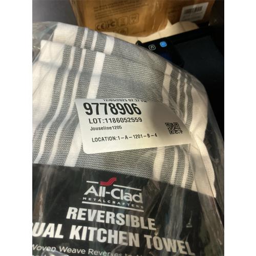 3 packs All-Clad Striped Dual Kitchen Towel in Pewter