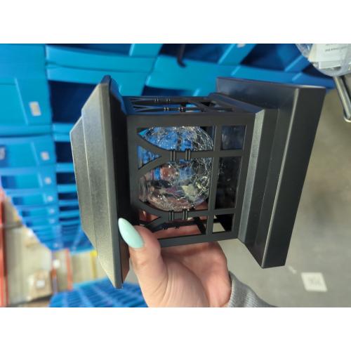 Fence Post Solar Lights, Crackle Glass Solar Post Cap Lights, 20 Lumens, Warm White & RGB Automatic Cycling 2 Modes for 3.6x3.6 4x4 4.5x4.5 5x5 Vinyl Wooden Posts Decoration, Black (1 Pack)