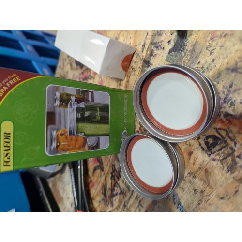 Canning Lids and Rings Regular Mouth, 24Pcs Split Type Metal Mason Jar Lids with Bands for Regular Mouth Ball, Kerr Jars - Food Grade with Silicone Airtight Seal Premium Small Canning Lids