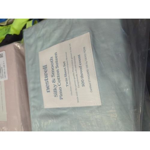 Nestwell Pima Cotton Sateen 500-Thread-Count Twin Sheet Set in Twilight Blue