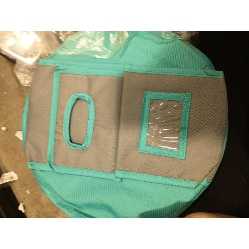 Insulated Round Thermal Casserole Food Carrier for Lunch, Lasagna, Potluck, Picnics, Vacations - Teal and Grey
