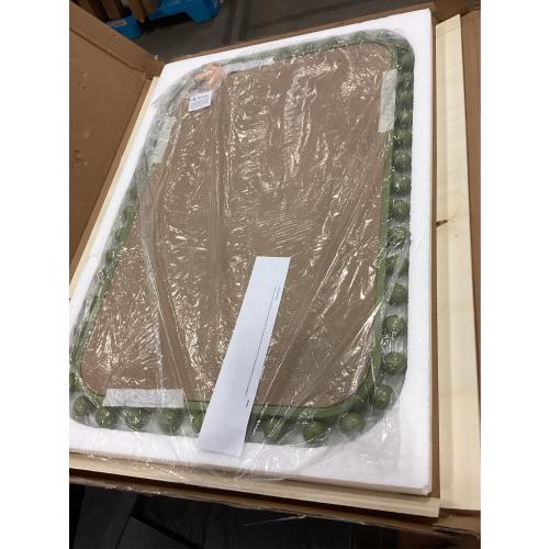 Bathroom Mirror for Wall with Wooden Beaded, 30x20 Rectangular Solid Wood Vanity Mirror for Farmhouse, Bathroom, Bedroom Decor(Green)