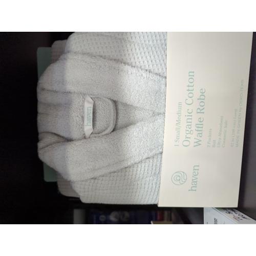 Haven Waffle Small Organic Cotton Robe in White