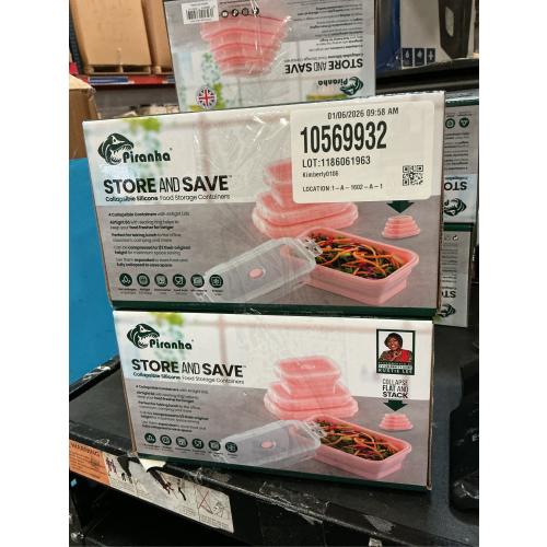 Collapsible Silicone Food Storage Containers with Lids,Set of 4 Silicone Lunch Box Containers,Foldable Meal Prep Container for Kitchen,Microwave & Dishwasher & Freezer Safe,BPA Free(Square Pink,8pcs)