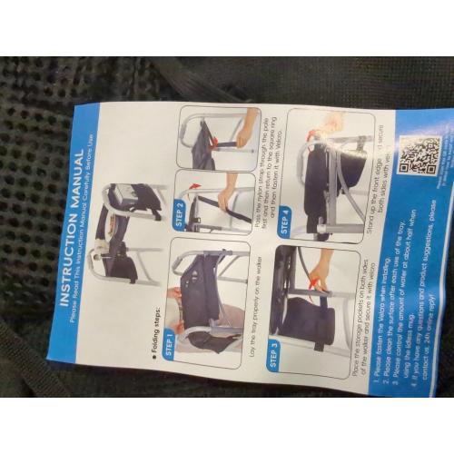 Hook-On Walker Tray, Cup Holder & Tool Free Quick Assembly, Non Slip Mobility Table for Seniors, Multi Functional Removable Tray, Portable Multipurpose Walker Accessories