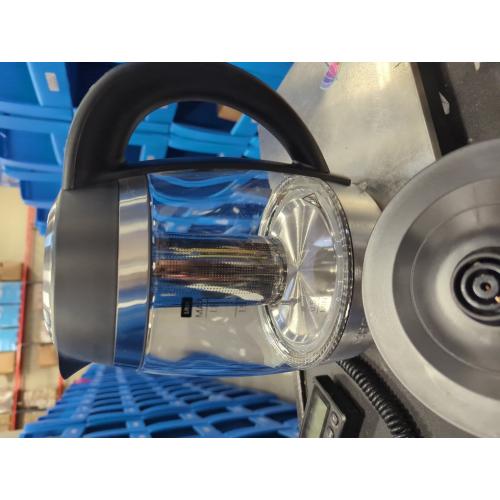 Chefman 1.8L Lightning Borosilicate Glass Electric Kettle: Stainless Steel Lid, 1750W, Hand Wash, Silver & Black Accents