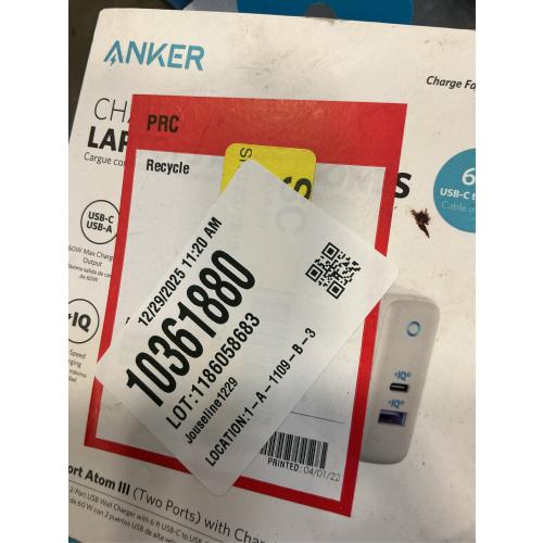 Anker Type C, Usb A Wall Outlet Charger 2-Ports