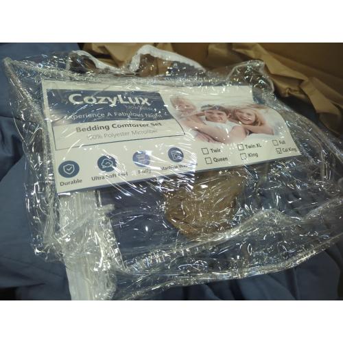 Size Cal king Color Blue CozyLux Grayish Blue Queen Comforter Set, 3  Dusty Blue Solid Breathable Quilted Bedding Sets, Luxury Soft Fluffy Bed Set with Down Alternative Comforter All Season
