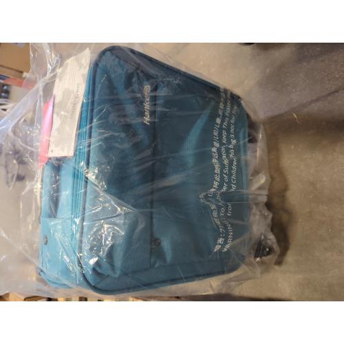 Hanke 16 Inch Underseat Carry On Luggage with Wheels Small Suitcase Softside Luggage Bags for Travel Lightweight Suitcases with Wheels Travel Luggage Personal Item for Men and Women(Caribbean Blue)