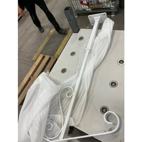 Bonbo Single Post Handrail, Wrought Iron Stair Handrail Fits 1 or 2 Steps, White