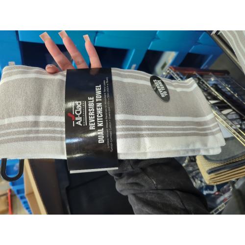 All-Clad Striped Dual Kitchen Towel in Titanium 2 pack