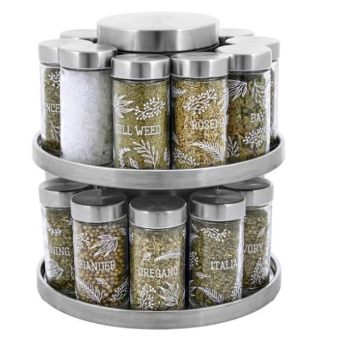 Kamenstein 20 Jar Revolving Spice Rack with Integrated Tool Caddy