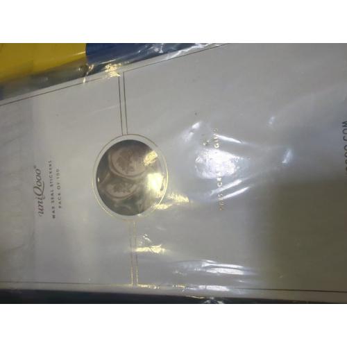 UNIQOOO Wax Seal Stickers - Eucalyptus Wedding Invitation Envelope Seal Stickers, 100 Pcs Self- Adhesive Prosecco Metallic Lignt Gold Stickers, Perfect for Invitation, Christmas, Gift Wrapping