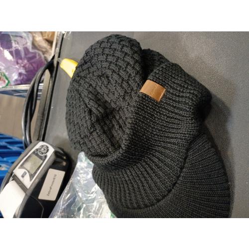 TOP-EX PolarWool™ 100% Merino Wool Winter Hat for Men Fleece Lined Visor Beanie with Brim Outdoor Knit Cap for Cold Weather