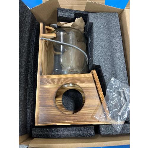 No Assembly Squirrel Feeder,Natural Wood Backyard Gallon Jar Large Squirrel Feeders for Outside Funny for Corn Cobs, Peanuts and Seeds