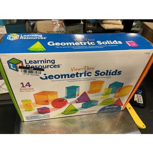 Learning Resources View-Thru Geometric Solids - Classroom Must Haves, Teacher Supplies, Geometry Set, Pattern Blocks, Homeschool, 3d School Shapes For Teaching, Math Manipulatives Essentials