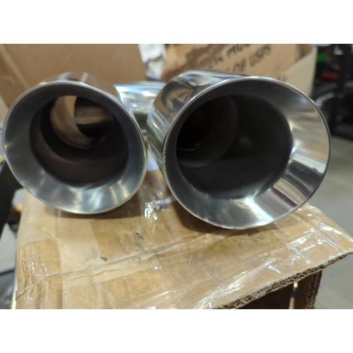 Exhaust Tip 2.5" Inlet Brand New Staggered 4" Outlet Slant Cut Dual Twin Round