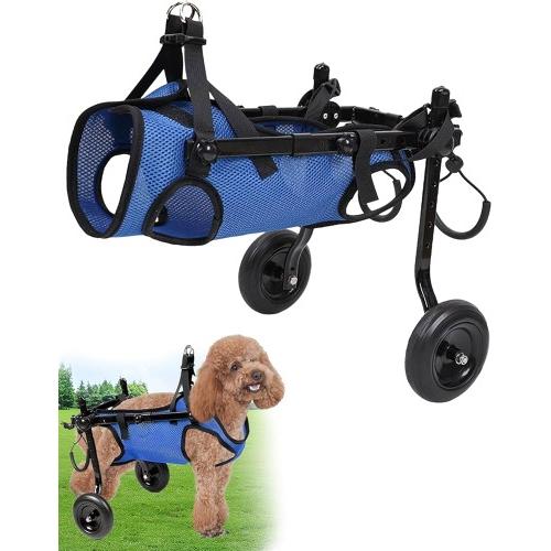 Geiserailie Small/Medium Dog Wheelchair for Back Legs, Adjustable Small Dog Wheelchair with Reflective Strips, Suit for Pet Under 33 Pounds, Mobility Aids for Small Pets Hind Limbs