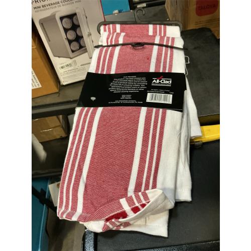 3 packs All-Clad Striped Dual Kitchen Towel in Chili Red