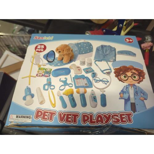 Liberry Doctor Kit for Toddlers 3 4 5 6 Years Old, 25 Pcs Kids Doctor Playset with Dog Toy, Stethoscope and Dress Up Costume, Pretend Play Medical Christmas Gift for Boys Girls (Blue)