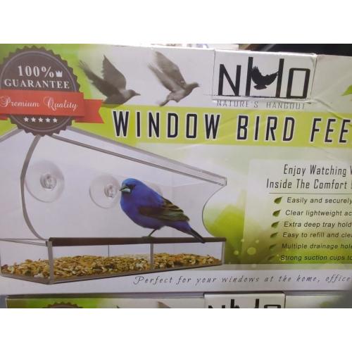 Window Bird Feeders with Strong Suction Cups 12x4x5in Acrylic Clear Bird Feeders for Window Viewing Easy-to-Clean Birdhouse Feeder
