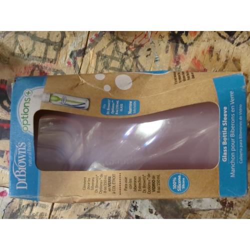 Dr. Brown's Natural Flow Anti-Colic Options  Narrow Glass Baby Bottle 8 oz/250 mL, with Level 1 Slow Flow Nipple, 2 Pack, 0m