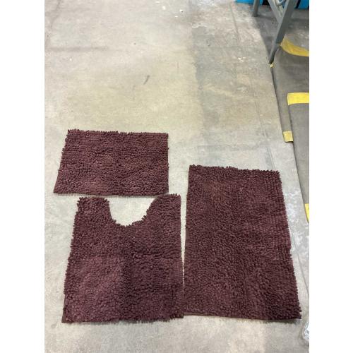 3 Pieces Bathroom Rugs, Ultra Soft Non Slip Absorbent Chenille Toilet Bath Mat Set (Brown,17x24 20x32 U Shape 20x24)