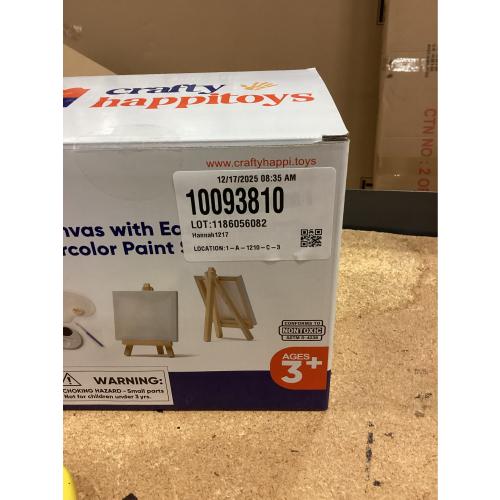 Mini Canvas and Easel Set with Watercolor Paint in Bulk Set of 12 - Kids Art Party Favors & Party Supplies - 4x4 Small Canvases for Painting with Easel - Water Colors Paint for Kids