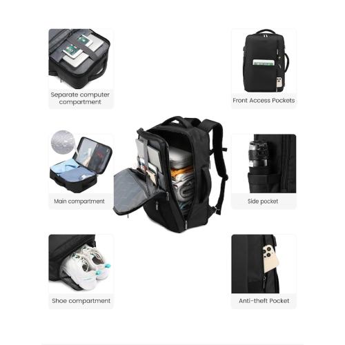 LOVEVOOK 40L Travel Backpack With 3 Packing Cubes Expandable Large Laptop Backpack Women Waterproof Backpack Waterproof Daypack Travel Bag TSA Fit 17inch Laptop Luggage With USB Charging Port