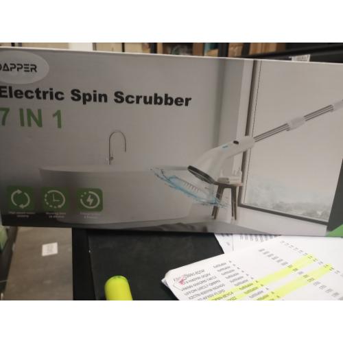 Cordless Spin Scrubber Electric Spin Scrubber with 6 Replaceable Brush Heads and Stainless Steel Adjustable Extension Handle, Bathroom Scrubber Electric Sink Scrubber Brush for Kitchen