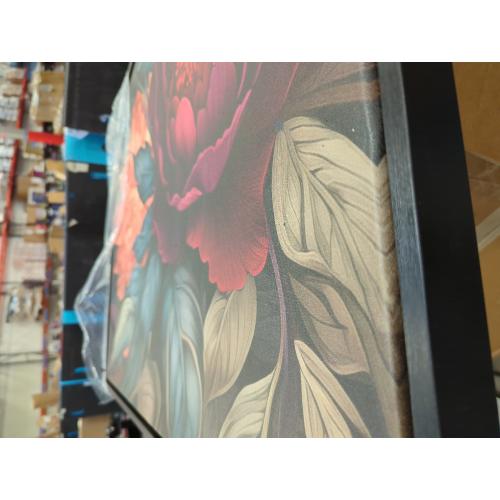 Kate and Laurel Sylvie Dark Academia Floral in Rich Jewel Tones Framed Canvas Wall Art by The Creative Bunch Studio, 31.5x41.5 Black, Modern Colorful Flower Art for Wall