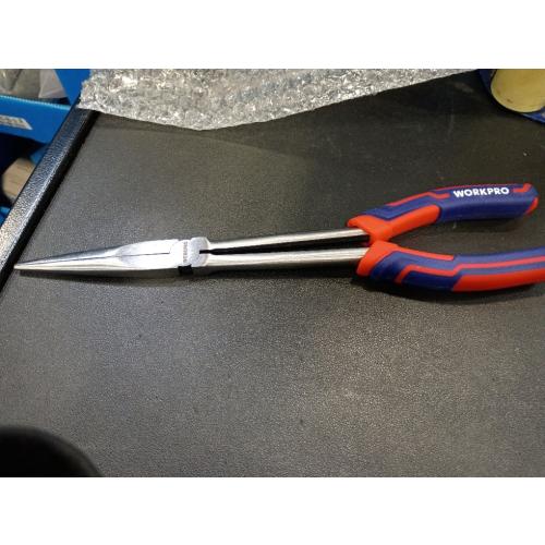 WORKPRO Premium 11” Extra Long Needle Nose Pliers, Paper Clamp Precision, Heavy-Duty CRV Steel, Soft Grip