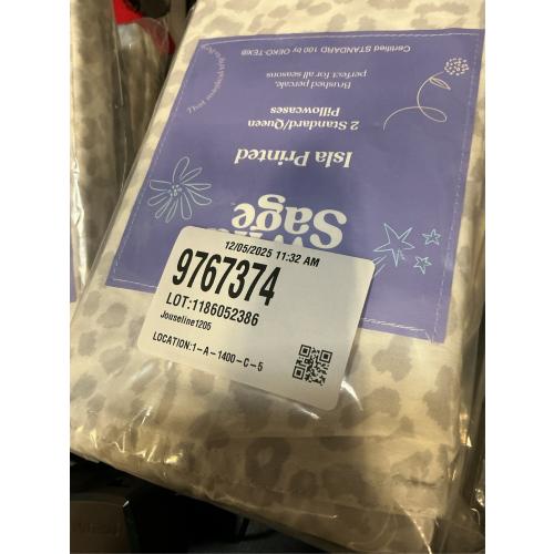 Wild Sage Brushed Cotton Percale 300-Thread-Count Standard/Queen Pillowcase in Grey Leopard