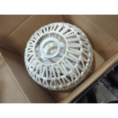 Size 9.6 Color White Battery Operated Boho Pendant Light Fixture, Iron Pendant Farmhouse Coastal with Rechargeable Light Bulb, Farmhouse Hemp Rope Pendant Light for Bedroom, Non-Hardwired Detachable（9.6inch）