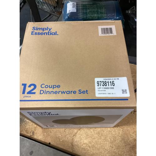 Gibson Simply Essential Coupe 12-Piece Blue Round Stoneware Dinnerware Set