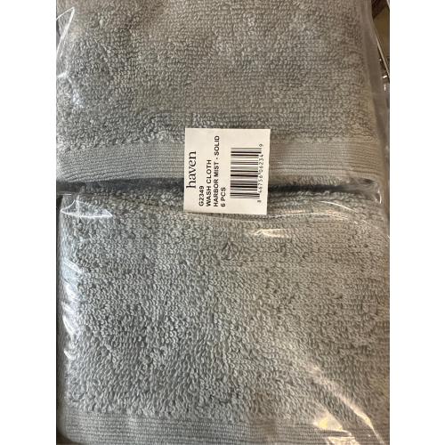 Haven Organic Cotton Terry Washcloth in Harbor Mist Grey - set of 6