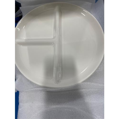 Sweese Porcelain Division Dinner Plates Set of 2, 9 Inch Divided Plates for Adults, Balanced Meal Building - White