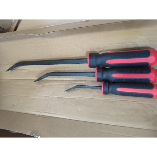 Black and Red ROTATION Pry Bar Set, Strike Cap Handle, Angled Tip, Rust proof finish, Machanic Tools for prying, scraping, lifting, pulling | 3pcs Hand Tools Set