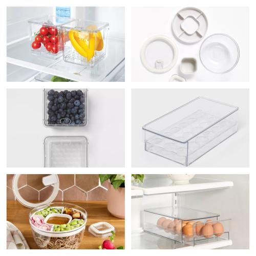 2pk Small Produce Bin Fridge Bin with Lid - Brightroom™ & Fridge Egg Holder and Dispenser - Brightroom™ & Salad Bento Food Storage Container Cream - Figmint™