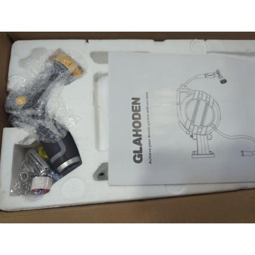 Retractable Garden Hose Reel 5/8 in x 65 ft, 2025 Upgraded Dual Ratchet Lock UV & Freeze Protection Brass Seal Slow Retraction Anti-Tangle Hose 180°Swivel Reinforced Scaffold Wall Mount