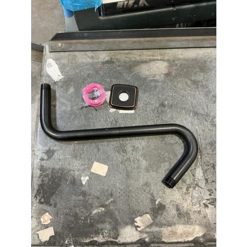 Angled Shower Arm with Flange S Shaped Rainfall Shower Head Riser Pipe, 12 Inch Stainless Steel Gooseneck Extender Arm with 9 Inch High Rise, Wall Mounted,Oil Rubbed Bronze