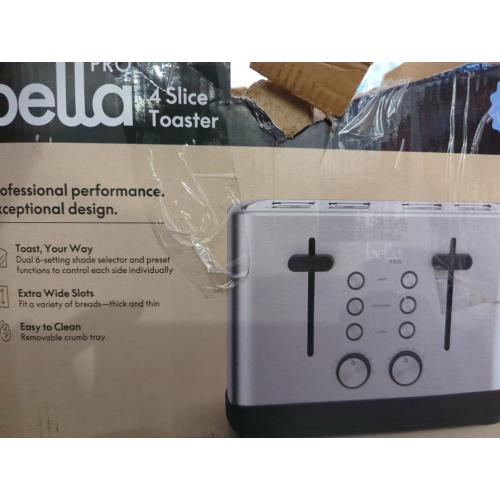 Silver Stainless Steel 4-Slice Toaster with Extra Wide Slots by bella PRO